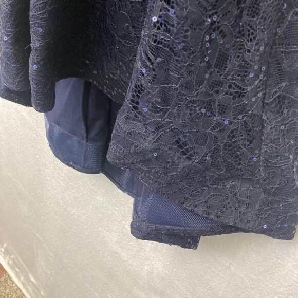 Vintage Y2K B. Smart Fit & Flare Lace Sequin Dress Womens 7 Navy Blue Cocktail - Picture 13 of 16